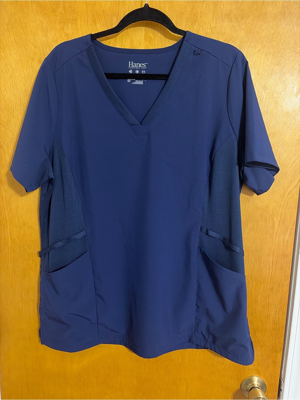 Hanes Women's Navy Comfort Fit Scrub Top